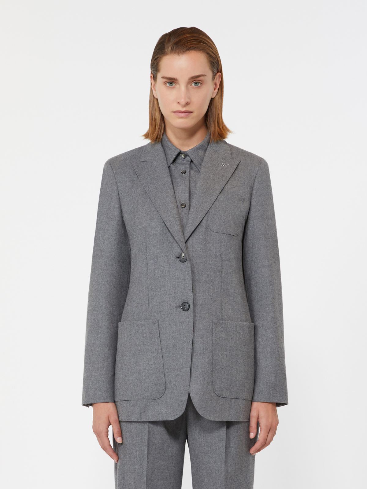Single-breasted cashmere foule blazer - MEDIUM GREY - Max Mara - 2