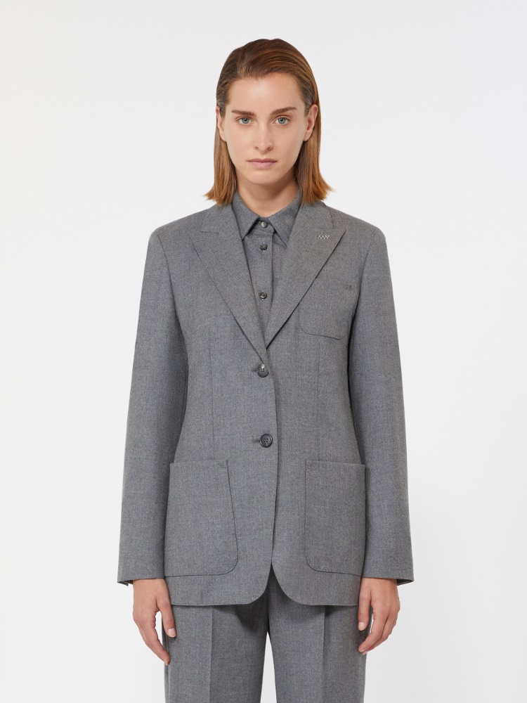 Single-breasted cashmere foule blazer - MEDIUM GREY - Max Mara - 2