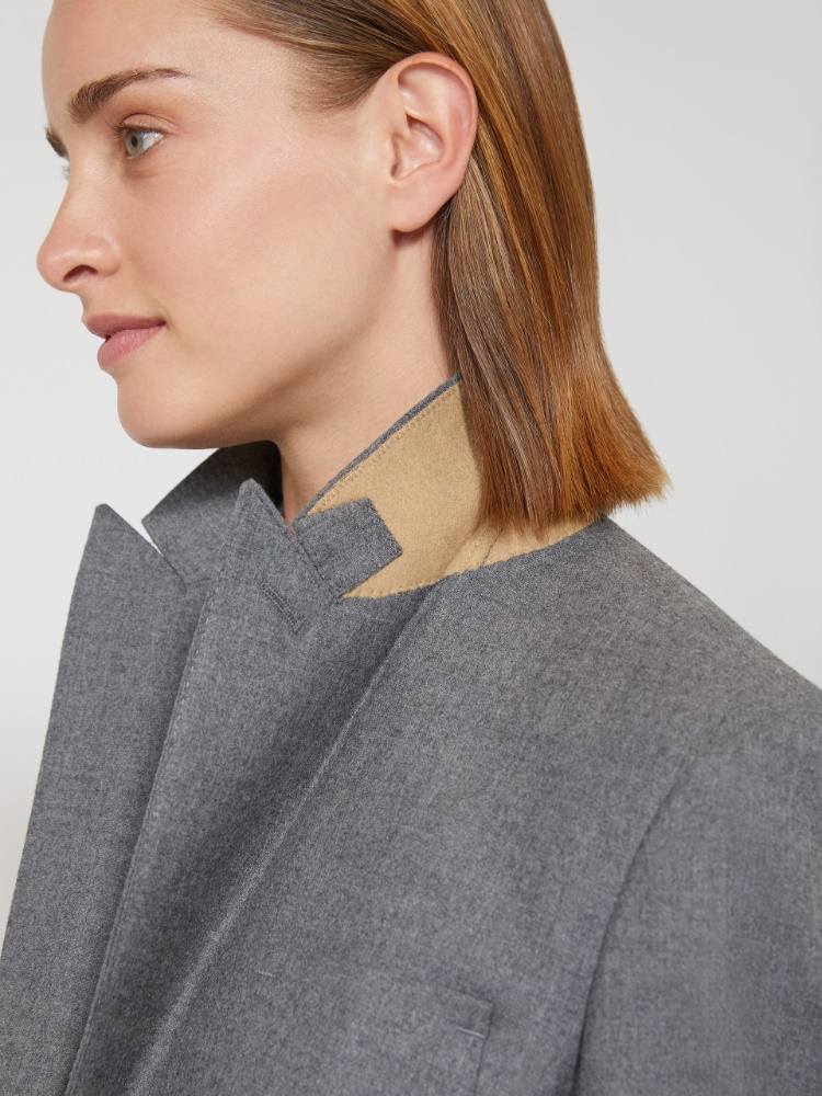 Single-breasted cashmere foule blazer - MEDIUM GREY - Max Mara - 4