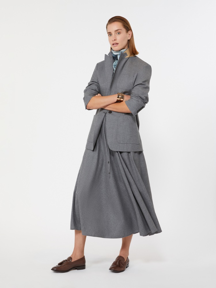 Single-breasted cashmere foule blazer - MEDIUM GREY