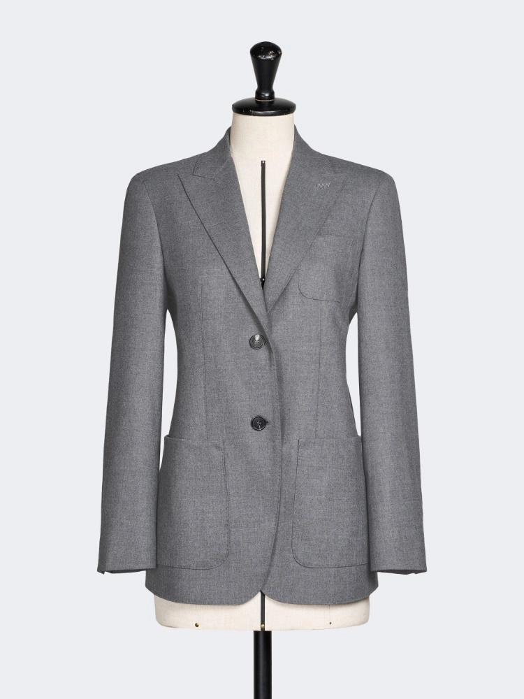 Jednorzędowy blezer z kaszmirowej tkaniny foulé - ŚREDNIOSZARY - Max Mara - 6