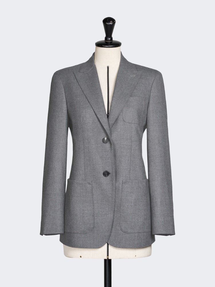 Single-breasted cashmere foule blazer - MEDIUM GREY