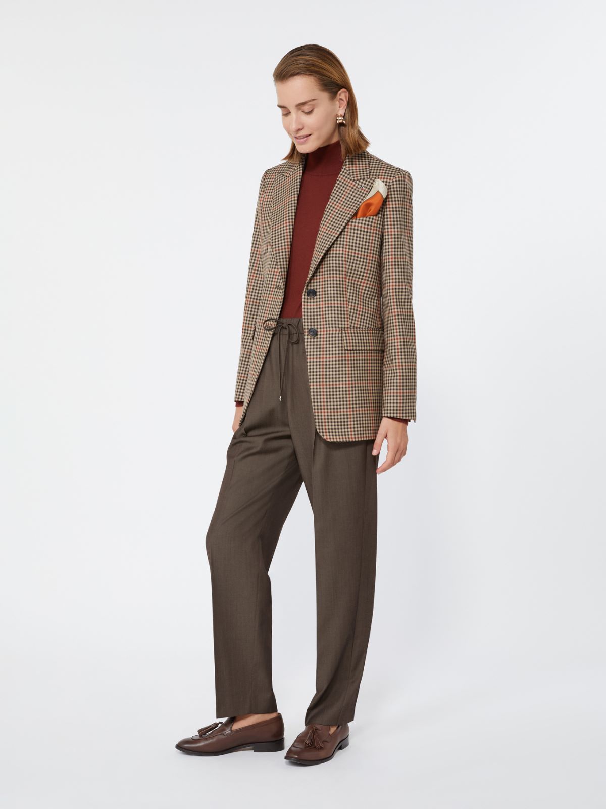 Single-breasted wool twill blazer - CAMEL