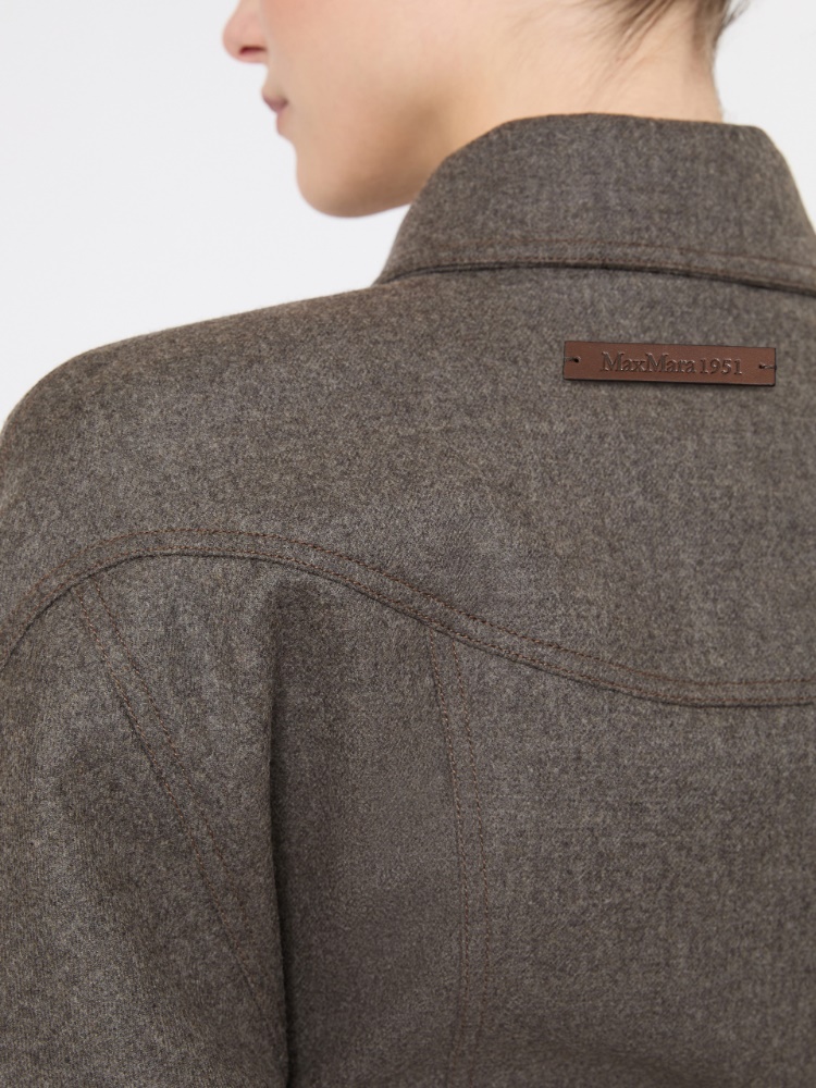 Felted wool trucker jacket - BROWN GREY