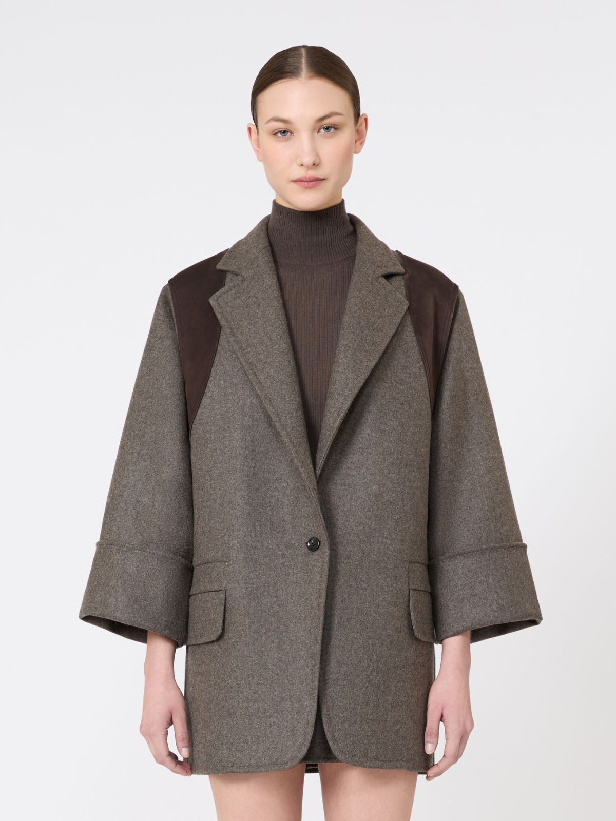 Blezer oversize z dwuwarstwowej wełny - BRĄZOWO-SZARY - Max Mara - 2