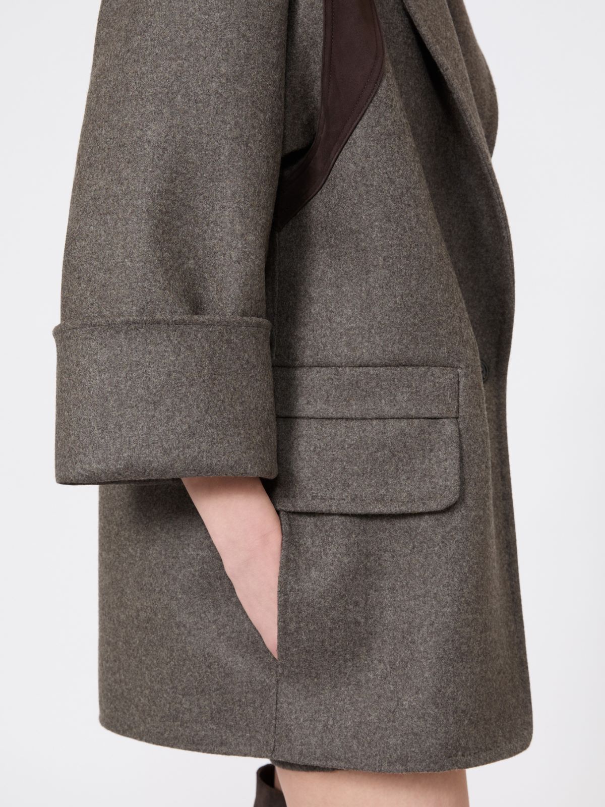 Blezer oversize z dwuwarstwowej wełny - BRĄZOWO-SZARY - Max Mara - 5