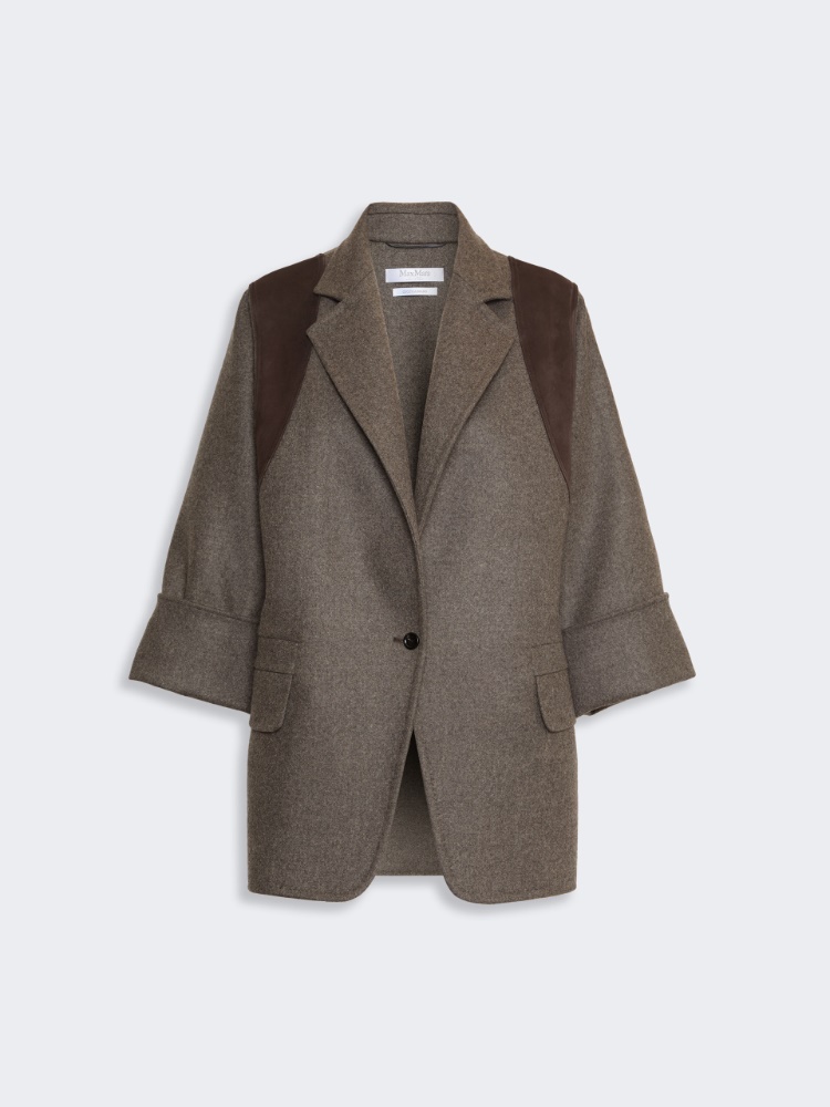 Blezer oversize z dwuwarstwowej wełny - BRĄZOWO-SZARY