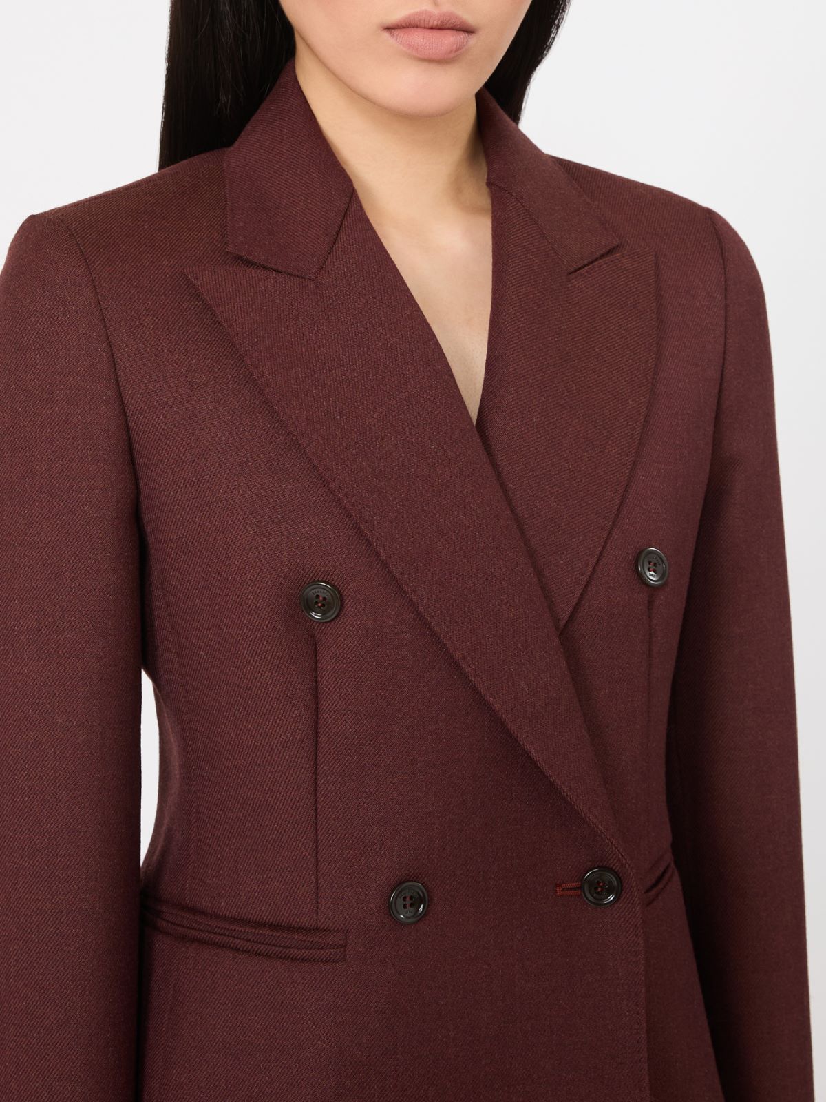 Denim-effect wool double-breasted jacket - RUST - Max Mara - 4
