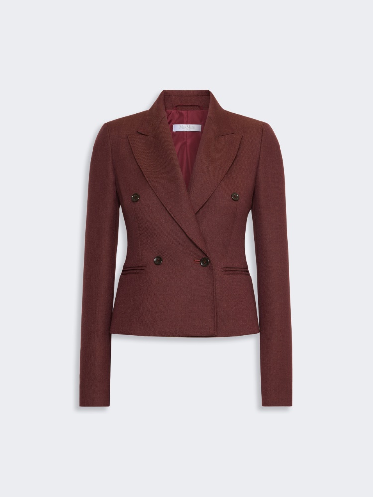 Denim-effect wool double-breasted jacket - RUST