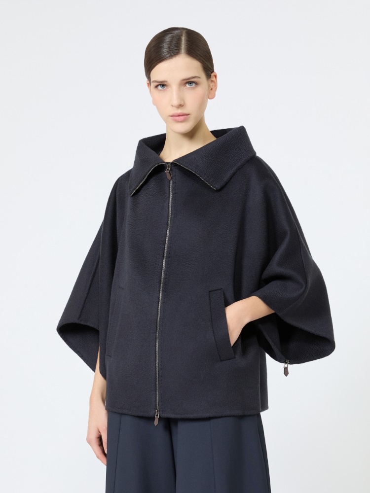 Double cashmere cropped coat - ULTRAMARINE - 2