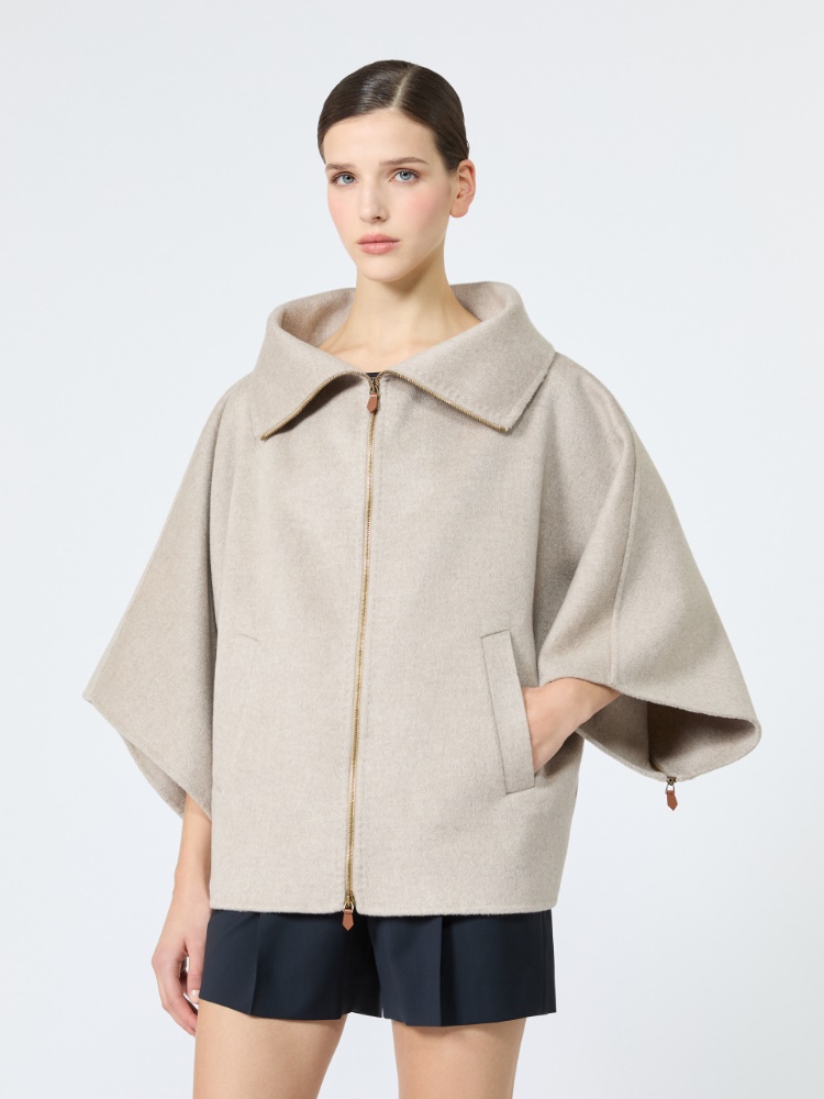 Double cashmere cropped coat - SAND - 2