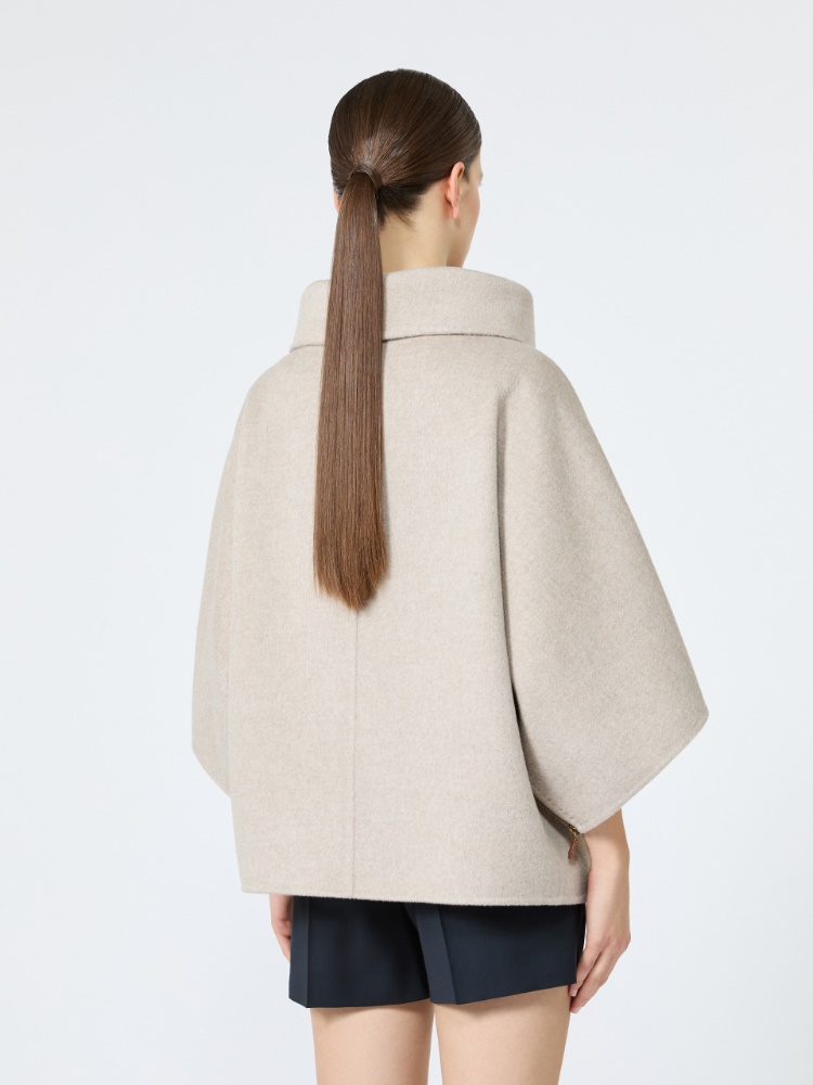 Double cashmere cropped coat - SAND - 3