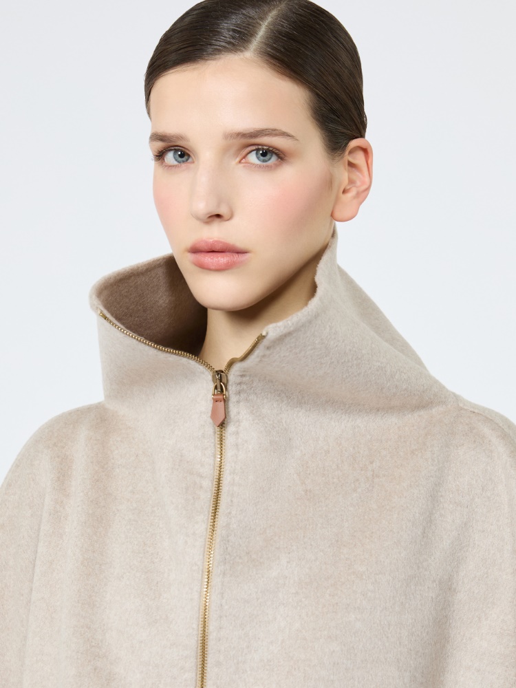 Double cashmere cropped coat - SAND - 4
