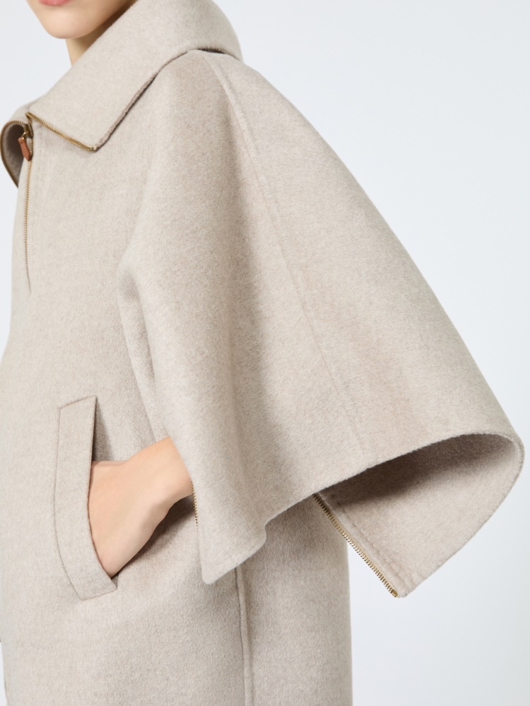 Double cashmere cropped coat - SAND - 5