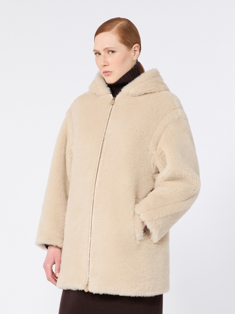 Alpaca and wool Teddy fabric hooded coat - BEIGE - Max Mara - 2