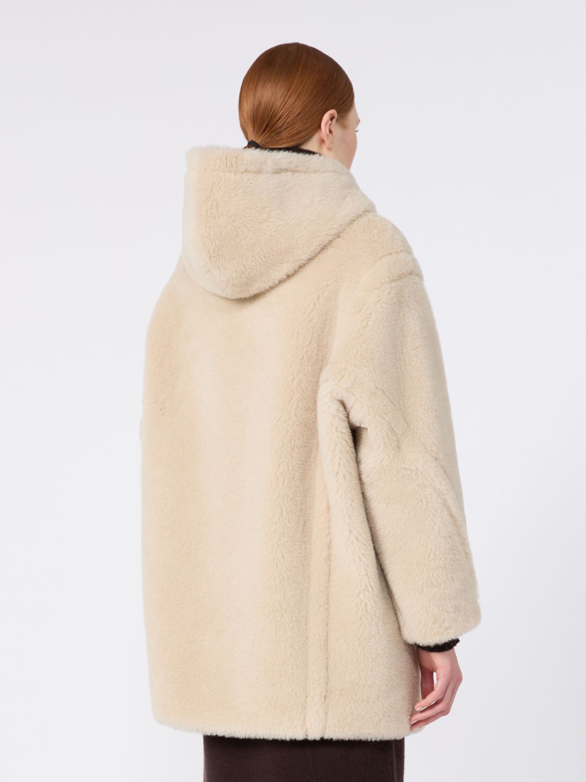 Alpaca and wool Teddy fabric hooded coat - BEIGE - Max Mara - 3