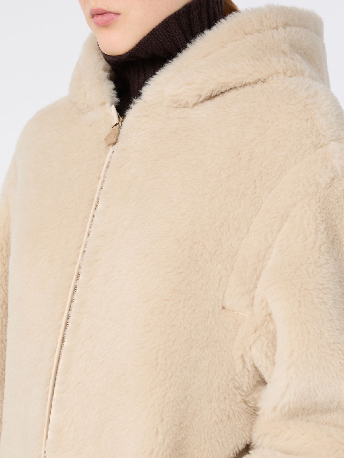 Alpaca and wool Teddy fabric hooded coat - BEIGE - Max Mara - 4