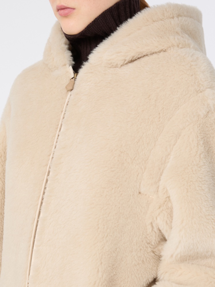 Alpaca and wool Teddy fabric hooded coat - BEIGE - Max Mara - 4