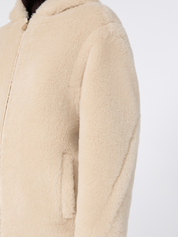 Alpaca and wool Teddy fabric hooded coat - BEIGE - Max Mara - 5