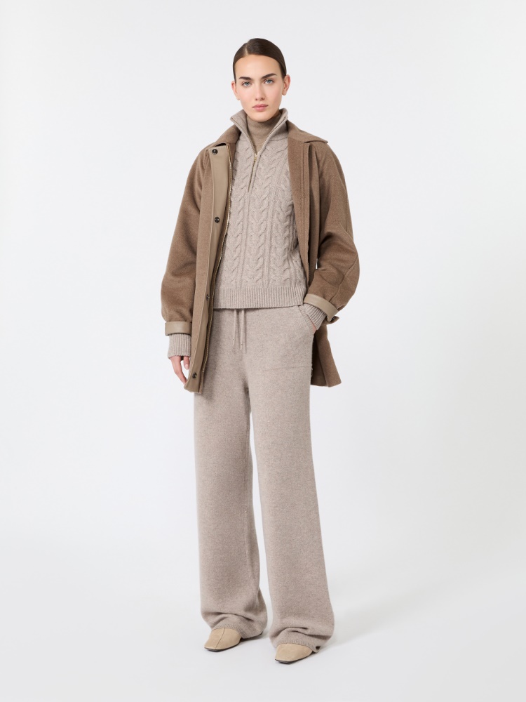 Short cashmere beaver cloth coat - PEARL GREY