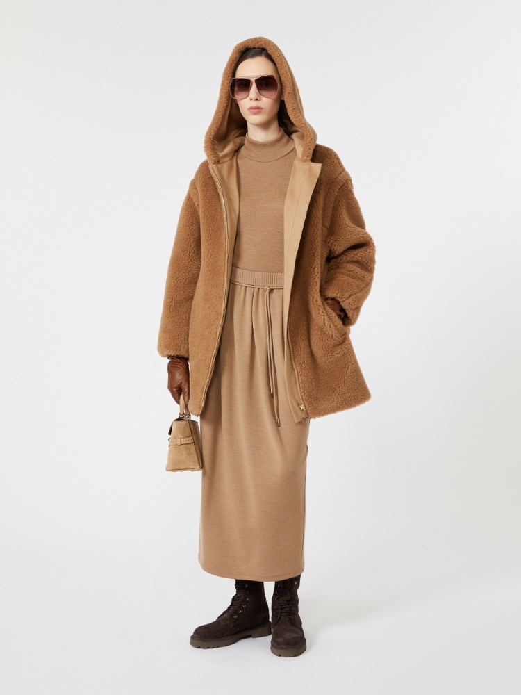 Teddy fabric coat - CAMEL