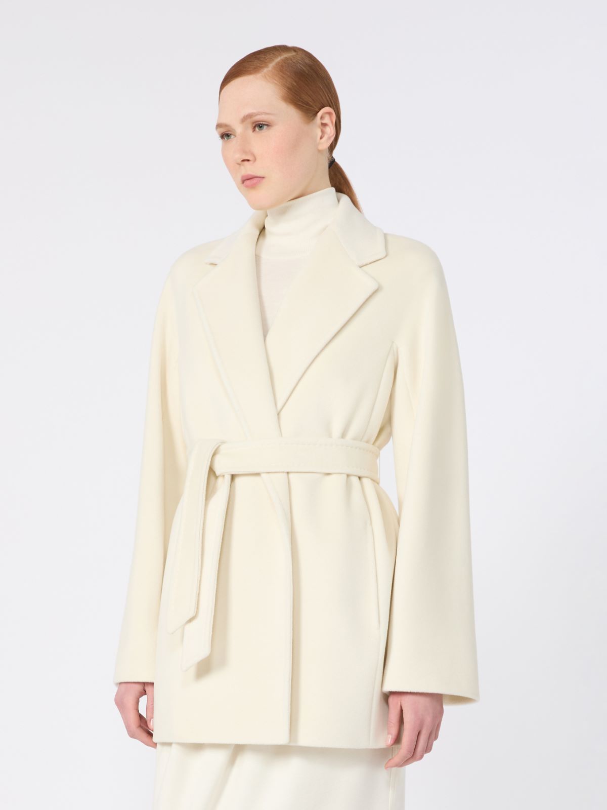 Short wool beaver cloth robe coat - WHITE - Max Mara - 2