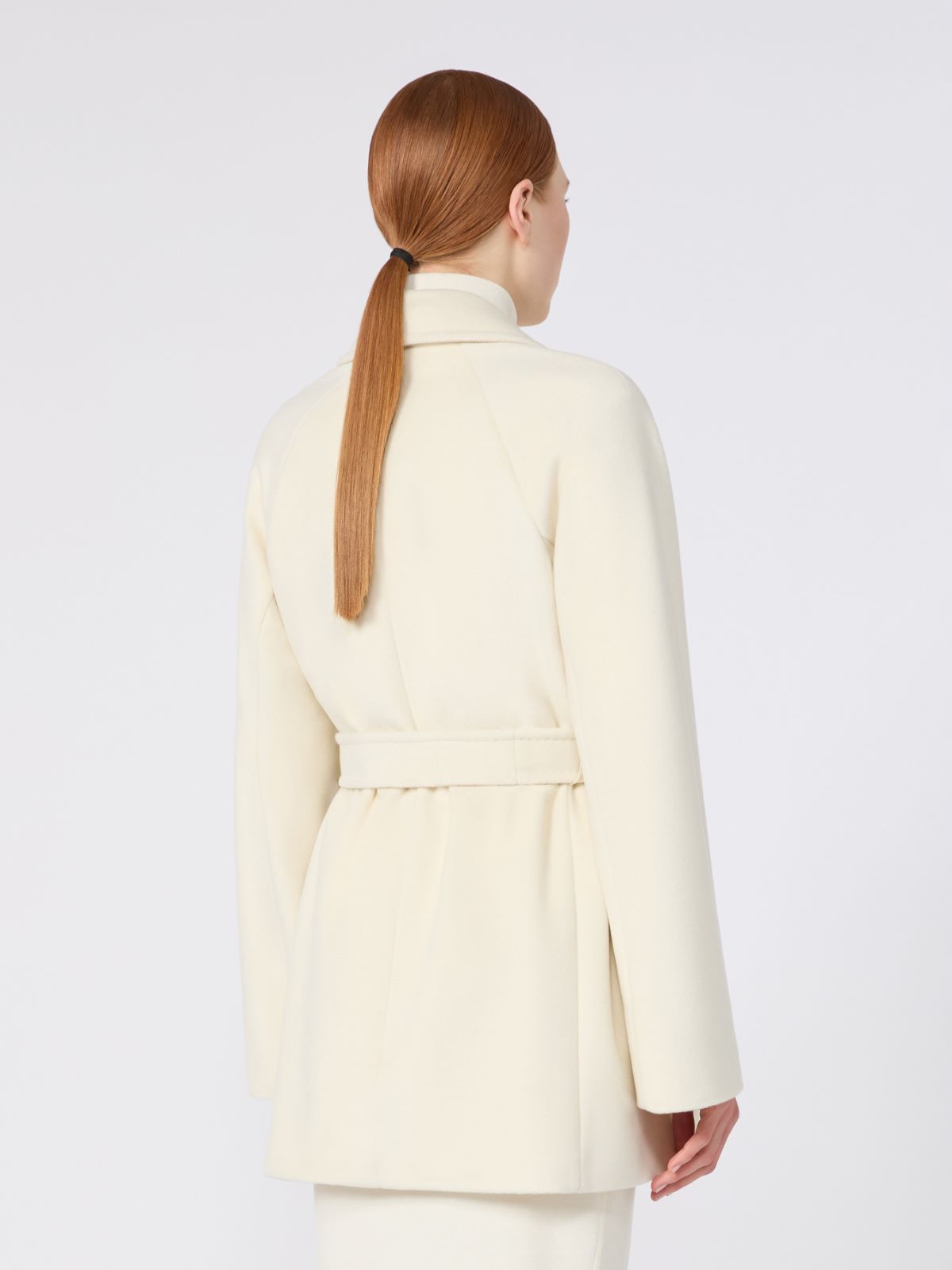 Short wool beaver cloth robe coat - WHITE - Max Mara - 3