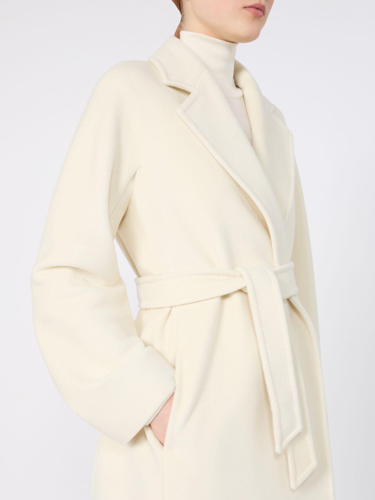 Short wool beaver cloth robe coat - WHITE - Max Mara - 4