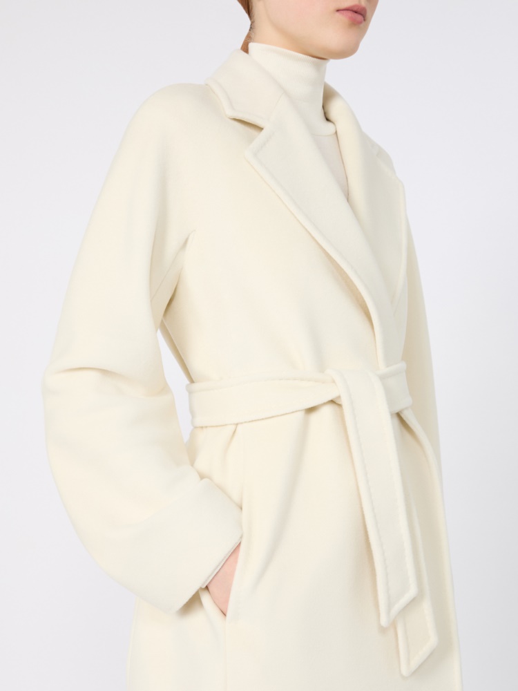 Short wool beaver cloth robe coat - WHITE - Max Mara - 4