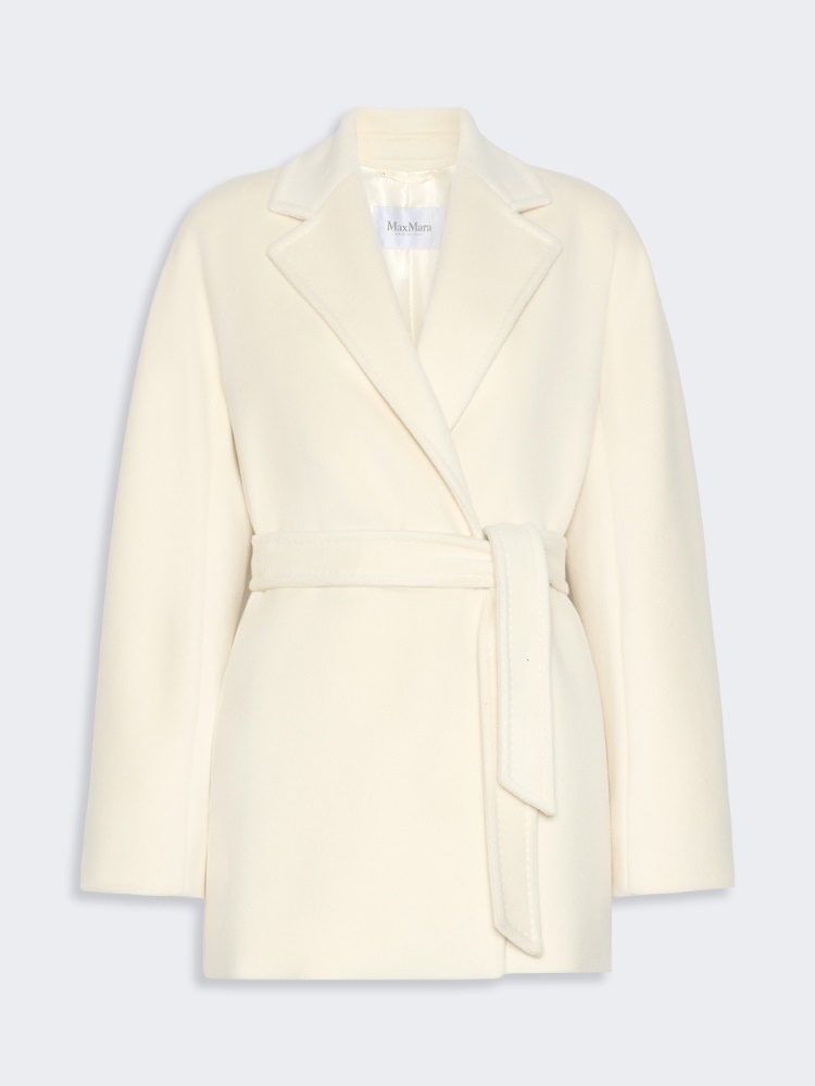 Short wool beaver cloth robe coat - WHITE