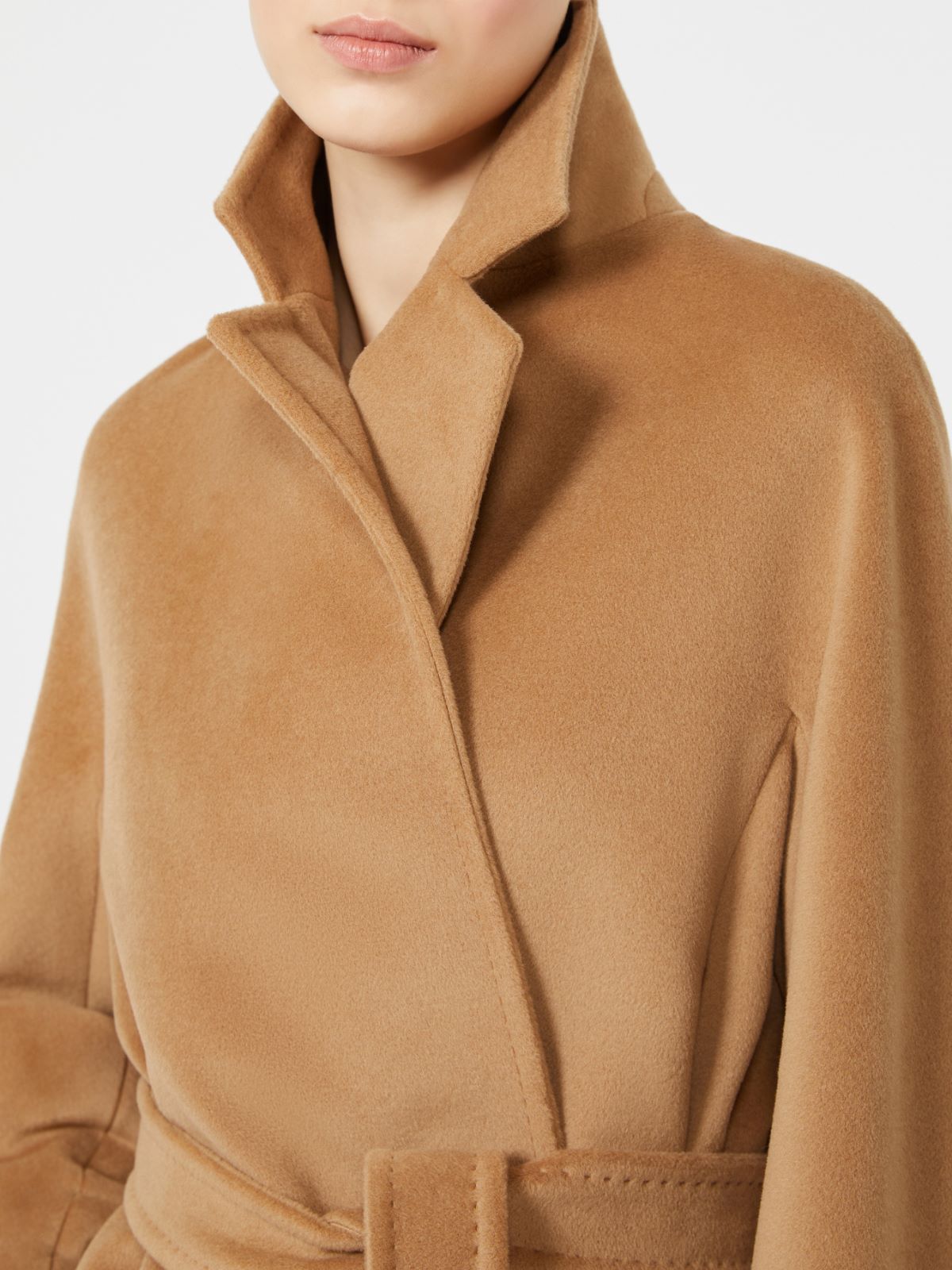 Short wool beaver cloth robe coat - CAMEL - Max Mara - 4