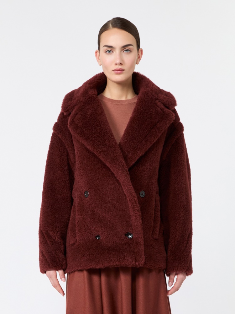 Alpaca and wool Teddy fabric cropped biker jacket - ROUILLE - Max Mara - 2