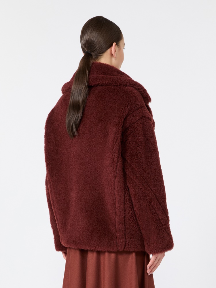 Alpaca and wool Teddy fabric cropped biker jacket - ROUILLE - Max Mara - 3