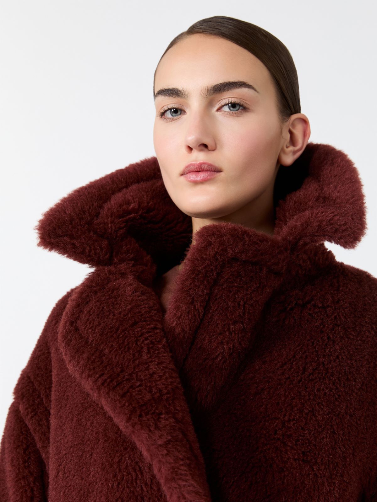 Alpaca and wool Teddy fabric cropped biker jacket - ROUILLE - Max Mara - 4