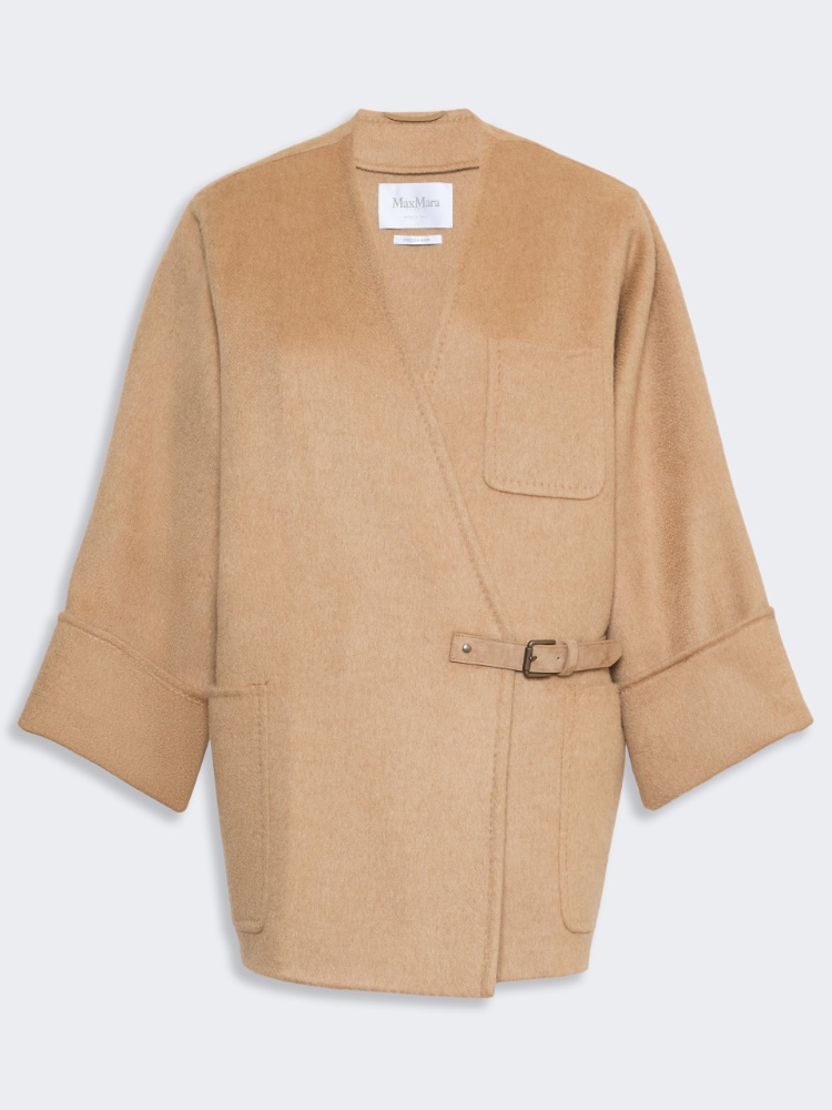 Camel and mohair cardigan coat - CAMEL