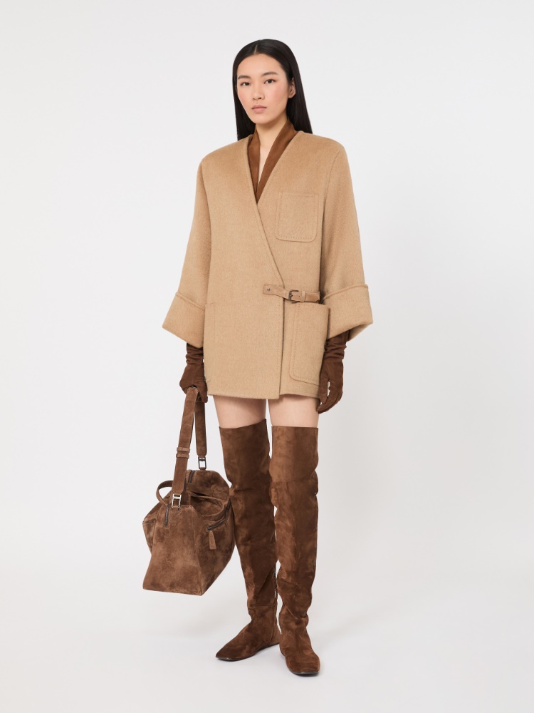 Camel and mohair cardigan coat - CAMEL - Max Mara