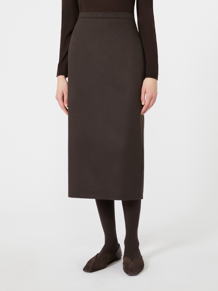 Sable-look camel pencil skirt - DARK BROWN - Max Mara - 2