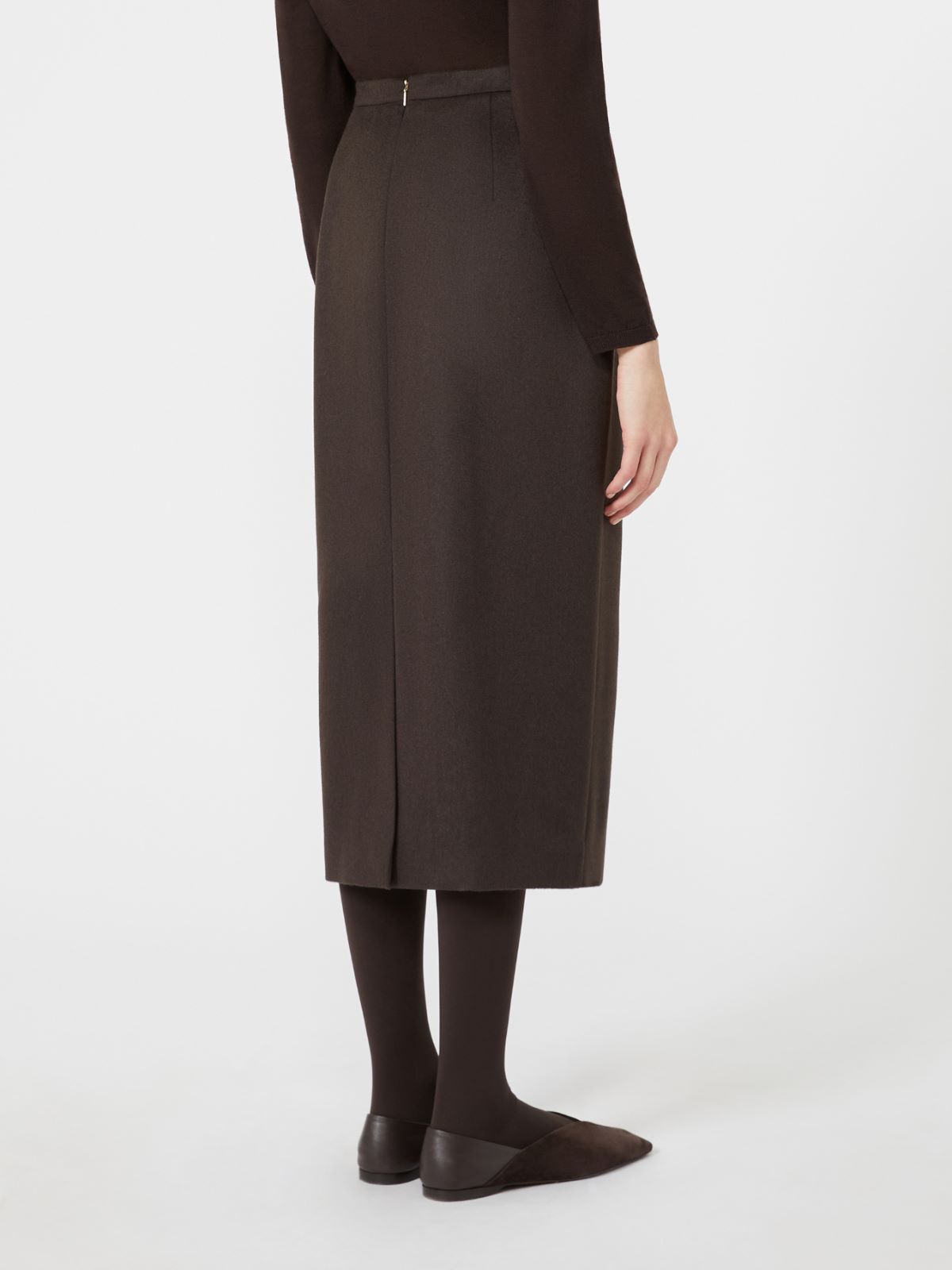 Sable-look camel pencil skirt - DARK BROWN - Max Mara - 3