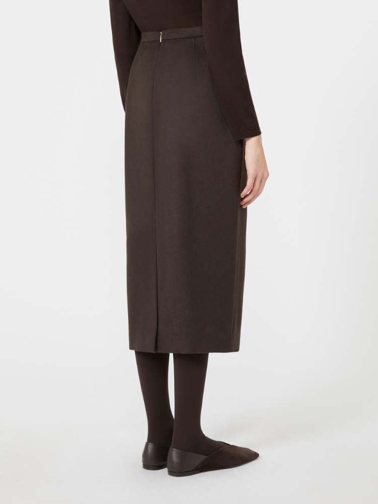 Sable-look camel pencil skirt - DARK BROWN - Max Mara - 3
