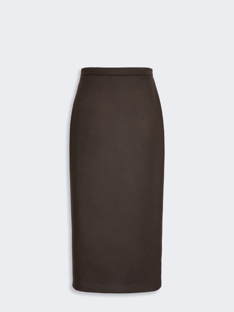 Sable-look camel pencil skirt - DARK BROWN
