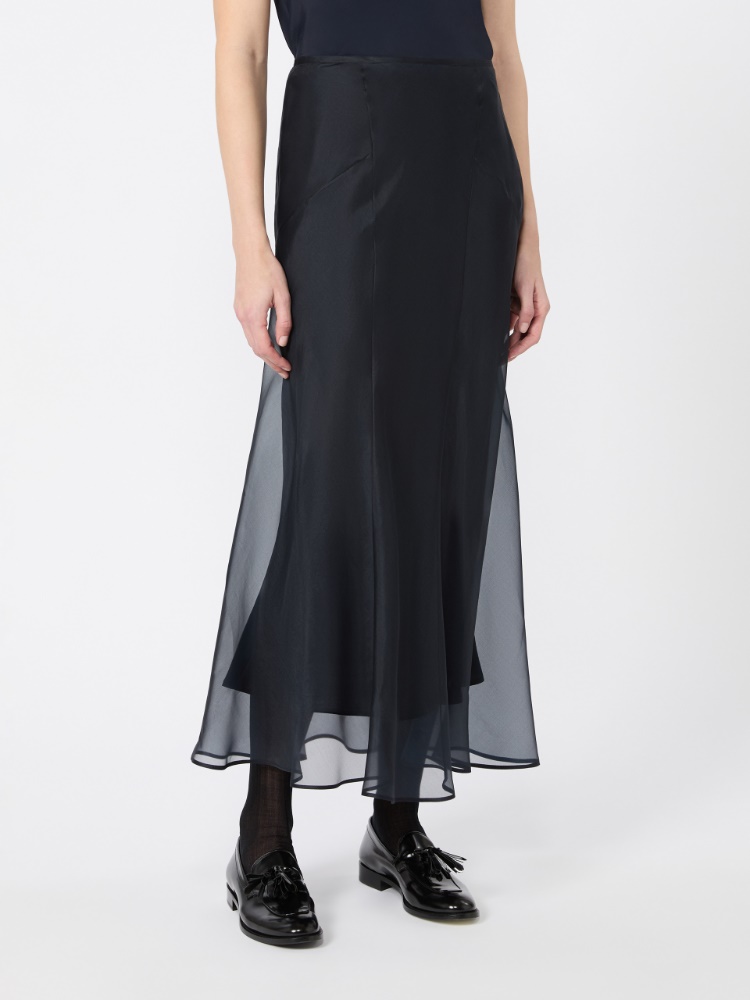 Silk organza calf-length skirt - ULTRAMARINE - 2