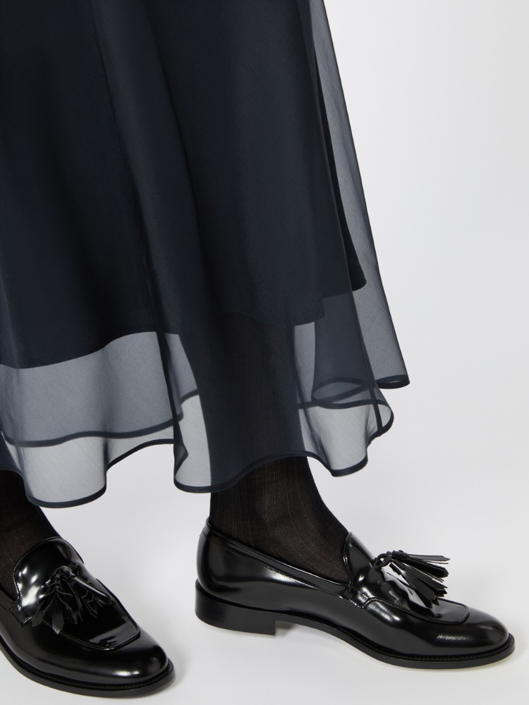Silk organza calf-length skirt - ULTRAMARINE - 4