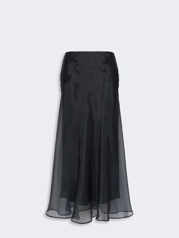 Silk organza calf-length skirt - ULTRAMARINE