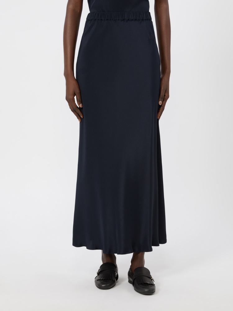 Long, silk crêpe de Chine skirt - ULTRAMARINE - 2