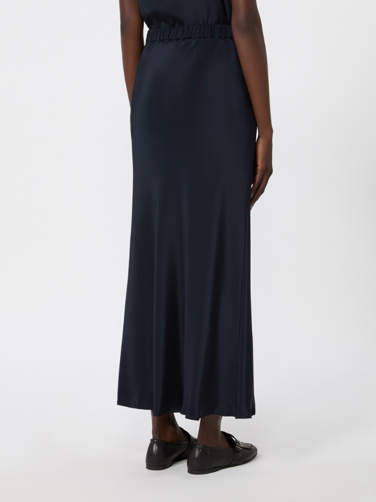 Long, silk crêpe de Chine skirt - ULTRAMARINE - 3