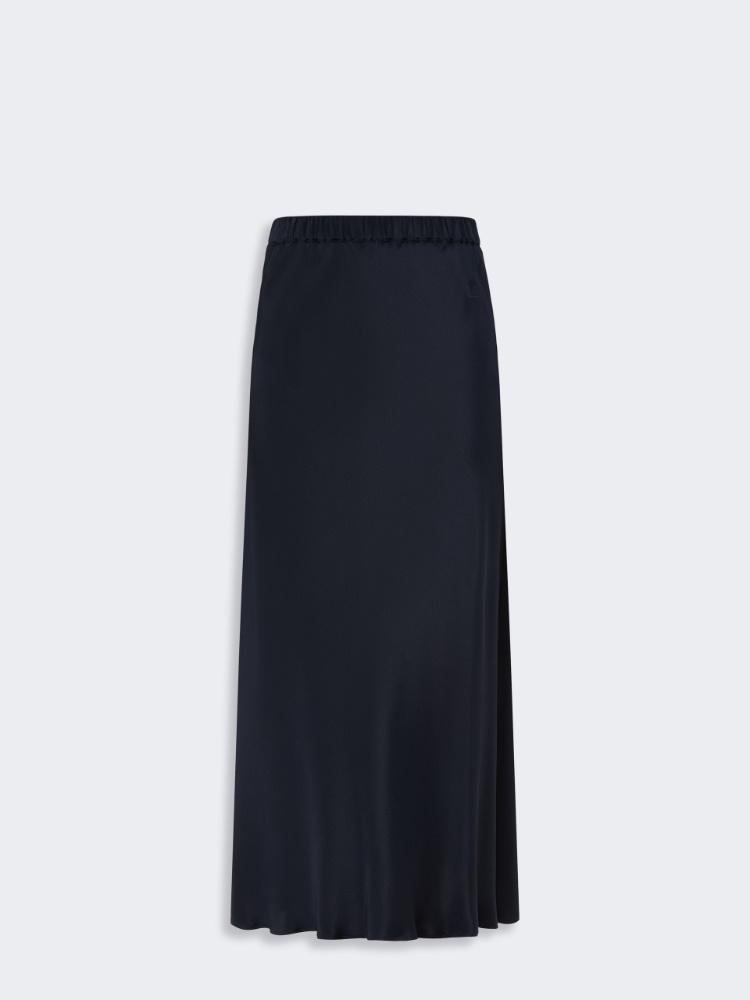 Long, silk crêpe de Chine skirt - ULTRAMARINE - 5