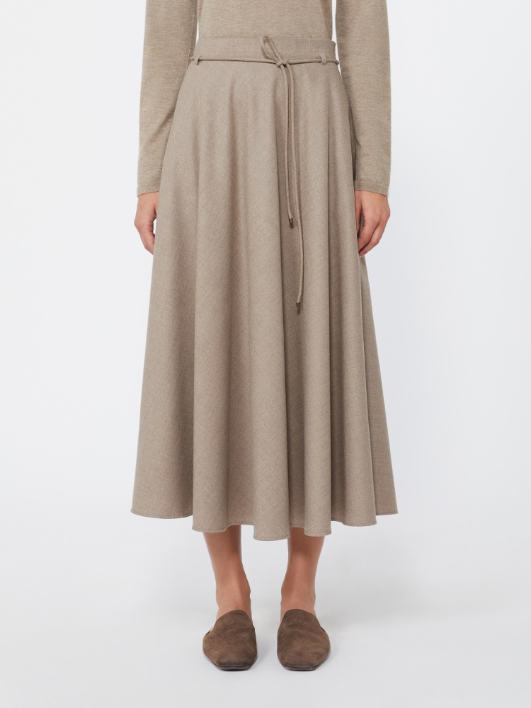 Flared cashmere foule skirt - SAND - Max Mara - 2