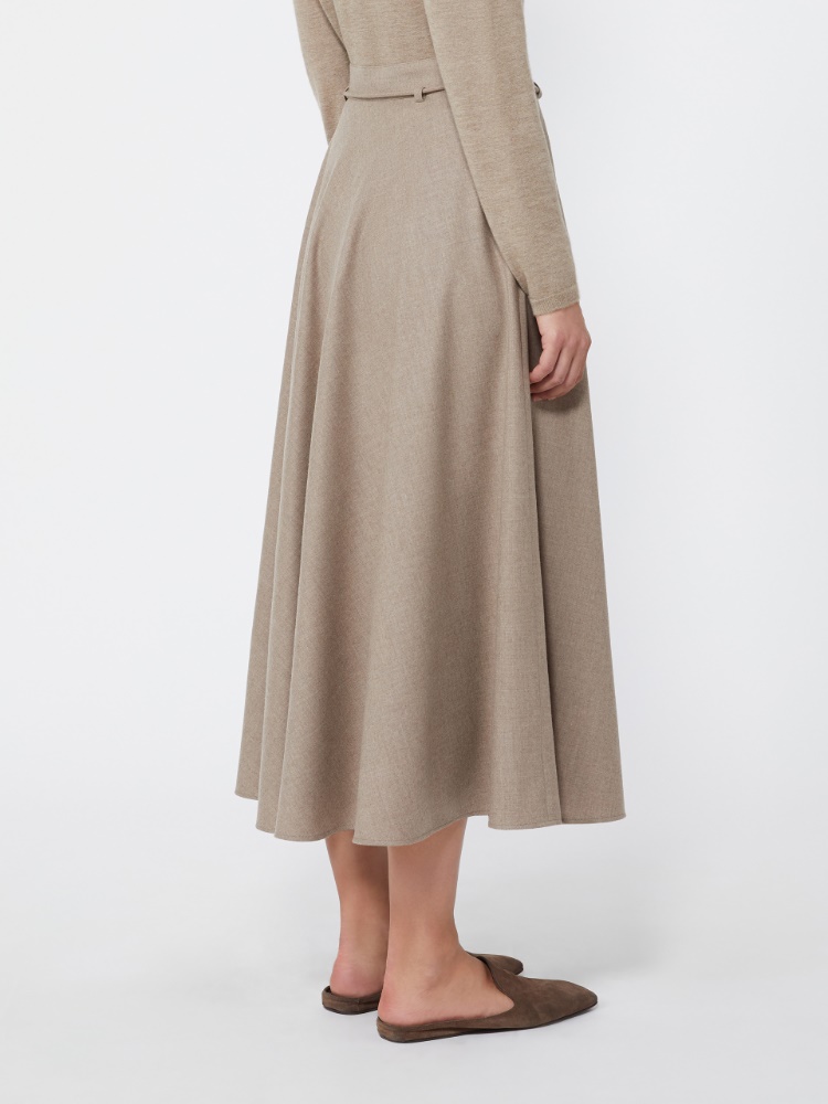 Flared cashmere foule skirt - SAND - Max Mara - 3