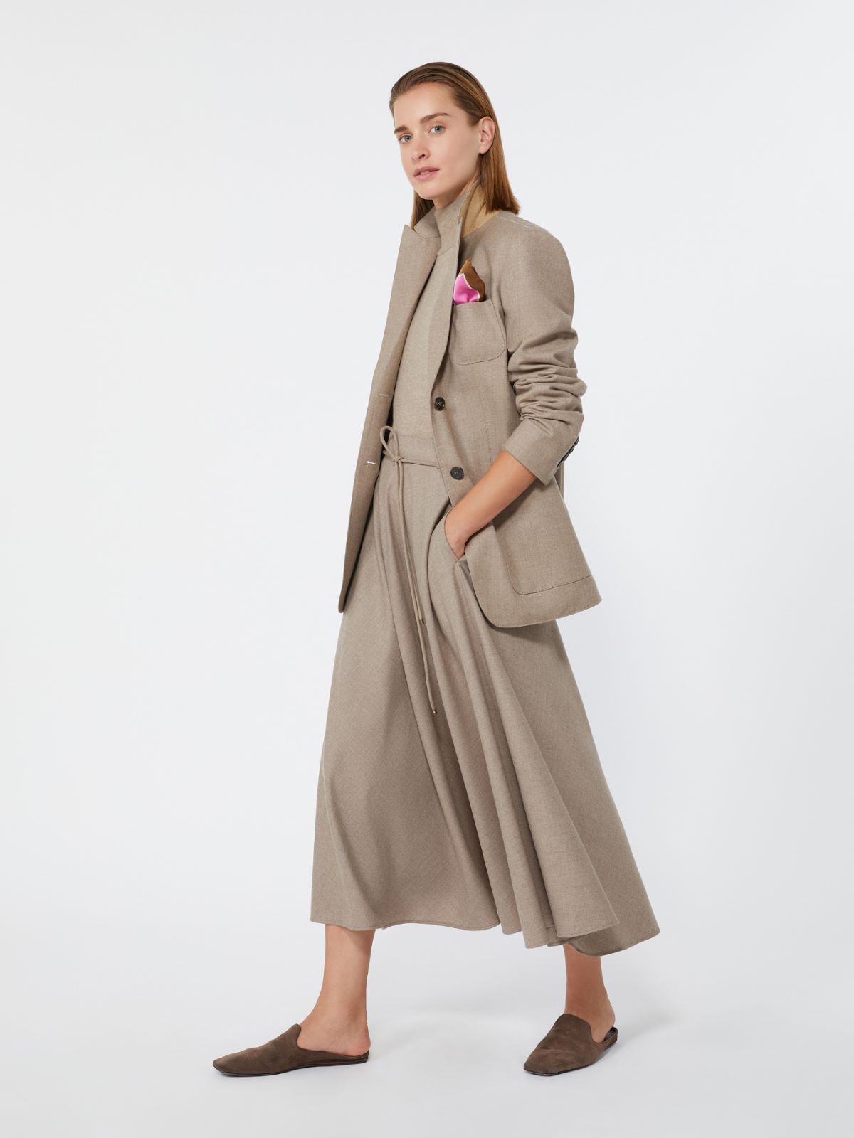 Flared cashmere foule skirt - SAND - Max Mara