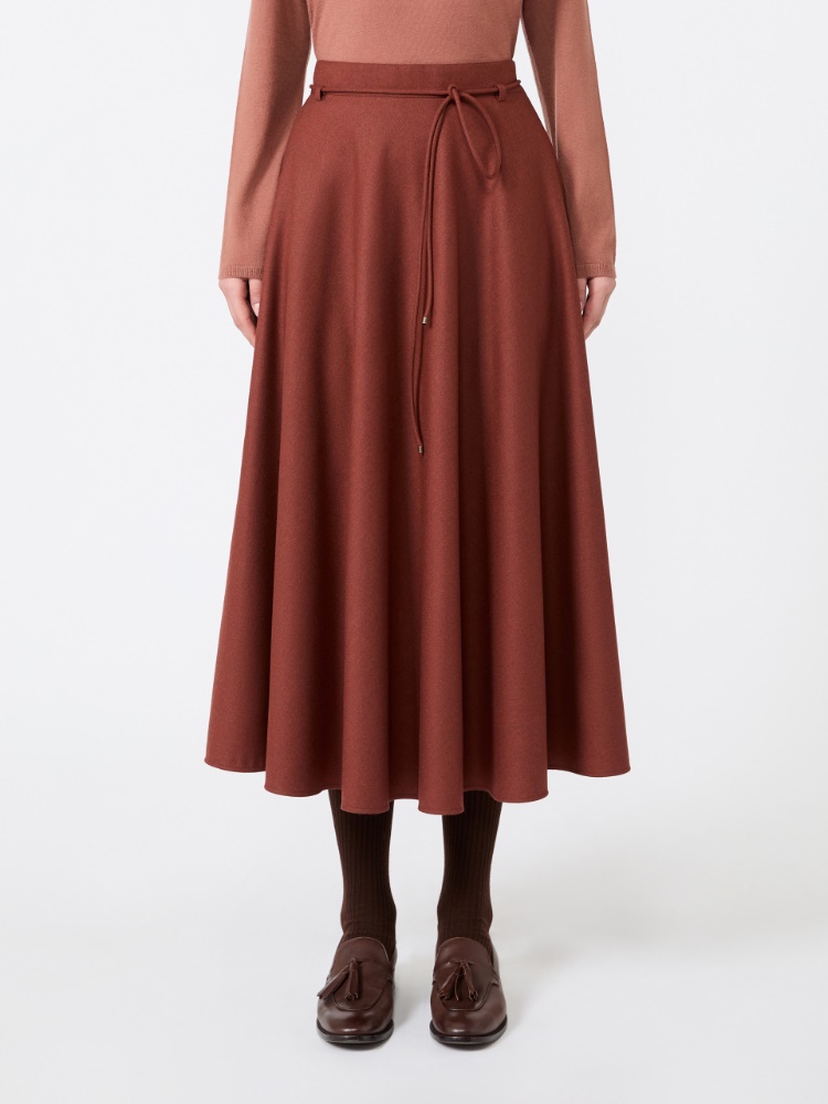 Flared cashmere foule skirt - BRICK RED - Max Mara - 2